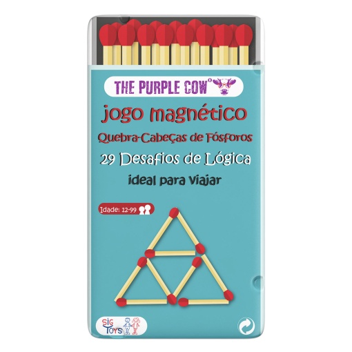 Magnetic matchstick puzzle game THE PURPLE COW (Portuguese version)