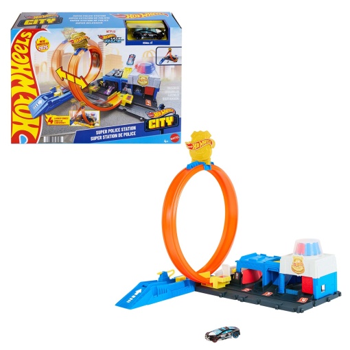 Hot Wheels City pista super estação de polícia Mattel JBM71
