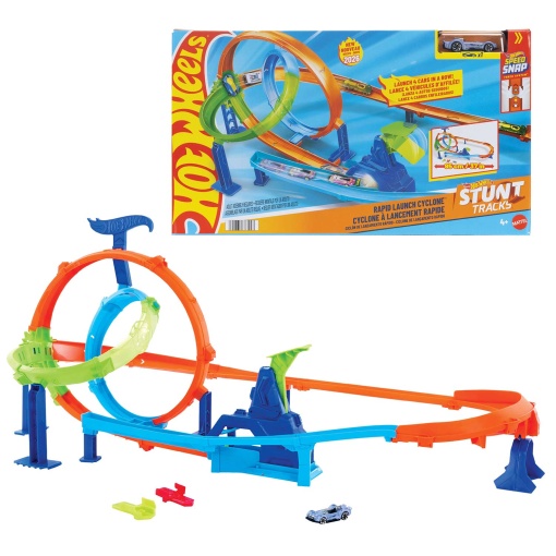 Pista de acrobacias Hot Wheels Fast Launch Cyclone Track Mattel JHK73