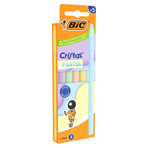 BIC Cristal Pastel Ballpoint Pen 1 mm 5 colors