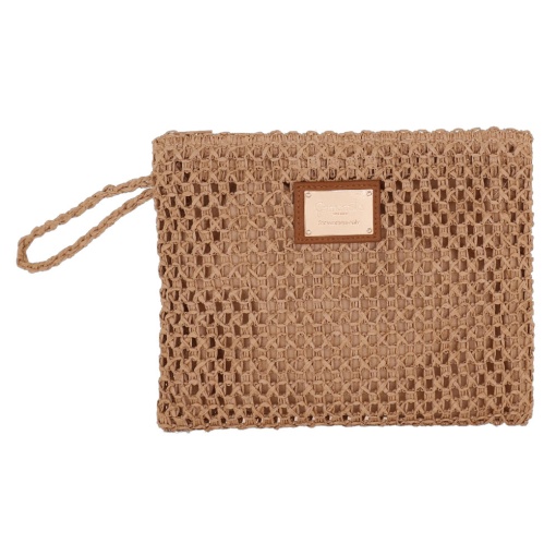 CAMOMILLA Summer Crochet camel bag 20 x 26 x 1.5 cm