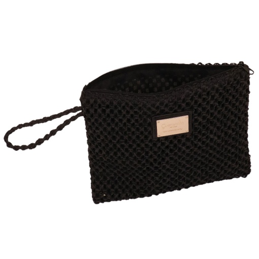 Bolsa CAMOMILLA Summer Crochet preto 20 x 26 x 1,5 cm