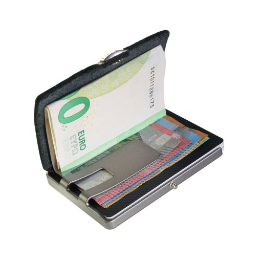 Tarjetero/portabilletes I-CLIP Original Plateado con Monedero Negro