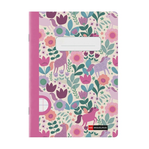 Caderno A5 agrafado MIQUELRIUS Magic Unicorn Flower pautado 48 folhas 90g