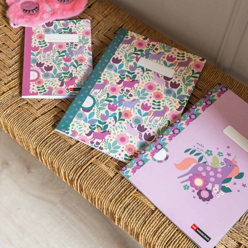 A5 stapled notebook MIQUELRIUS Magic Unicorn Flower lined 48 sheets 90 g