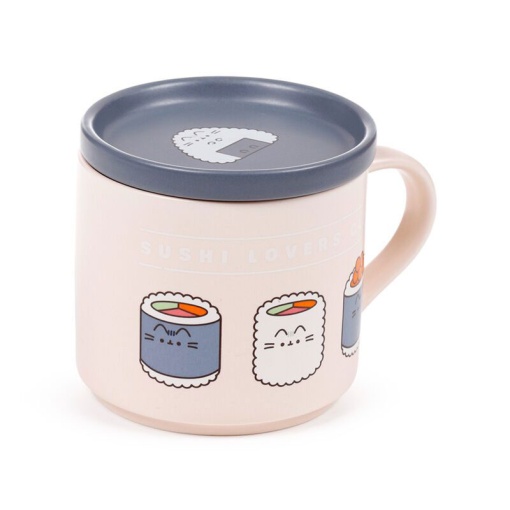 Caneca com tampa/base para copos Pusheen The Cat Sushi Lover
