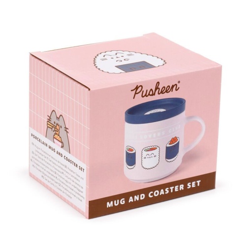 Mug with lid/base for cups Pusheen The Cat Sushi Lover