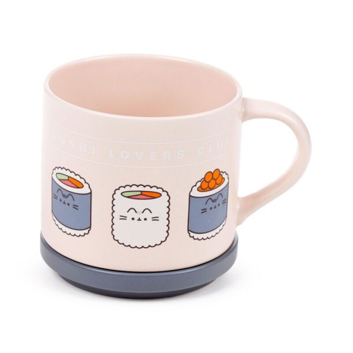 Mug with lid/base for cups Pusheen The Cat Sushi Lover