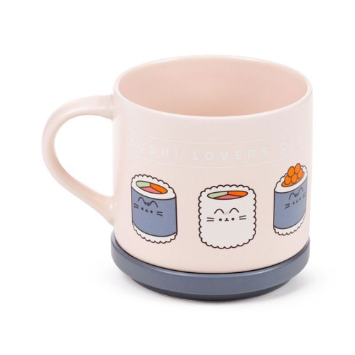 Mug with lid/base for cups Pusheen The Cat Sushi Lover