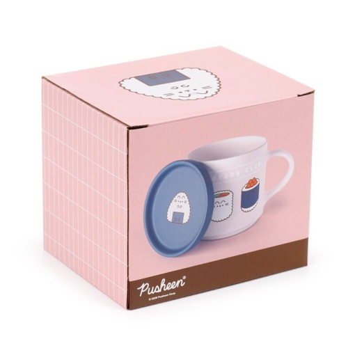 Mug with lid/base for cups Pusheen The Cat Sushi Lover
