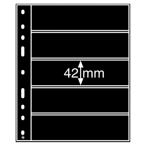 Philatelic bag with 5 compartments, 42x180mm, LEUCHTTURM Optima 5S, black (10 units)