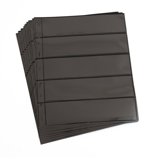 Philatelic bag with 5 compartments, 42x180mm, LEUCHTTURM Optima 5S, black (10 units)