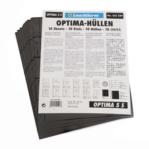 Philatelic bag with 5 compartments, 42x180mm, LEUCHTTURM Optima 5S, black (10 units)