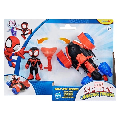 Spidey y sus increíbles amigos Miles "Spin" Morales + triciclo arácnido Marvel Hasbro