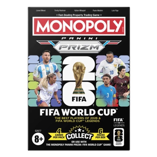 Cartas Monopoly Panini Prizm FIFA World Cup 2026 Hasbro