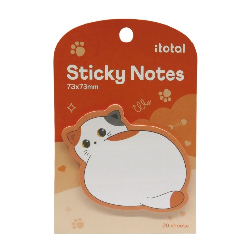 Bloco de notas aderentes iTotal gato laranja 73x73mm (20 folhas)