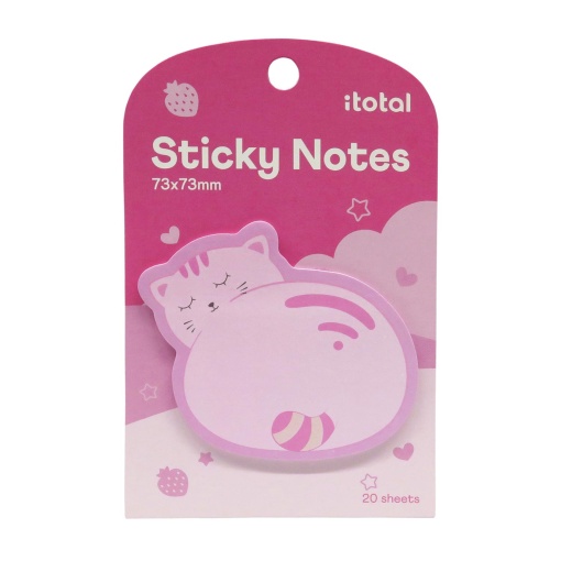 Bloco de notas aderentes iTotal gato rosa 73x73mm (20 folhas)