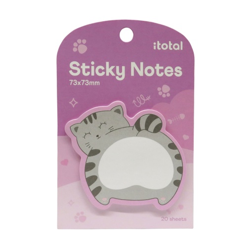 Bloco de notas aderentes iTotal gato cinza 73x73mm (20 folhas)