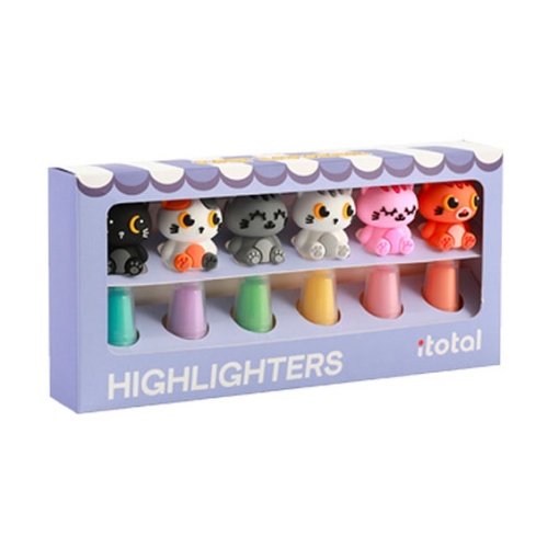 Sublinhador mini iTotal Cat Lovers 6 cores