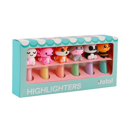 Sublinhador mini iTotal Cute Animals 6 cores