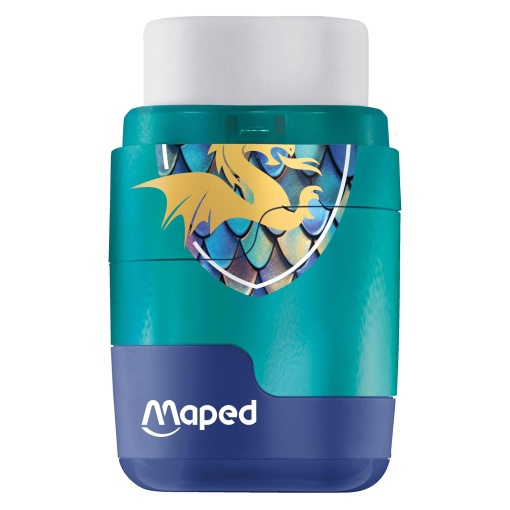 Double sharpener with reservoir + eraser + refill MAPED Dragon Shaker