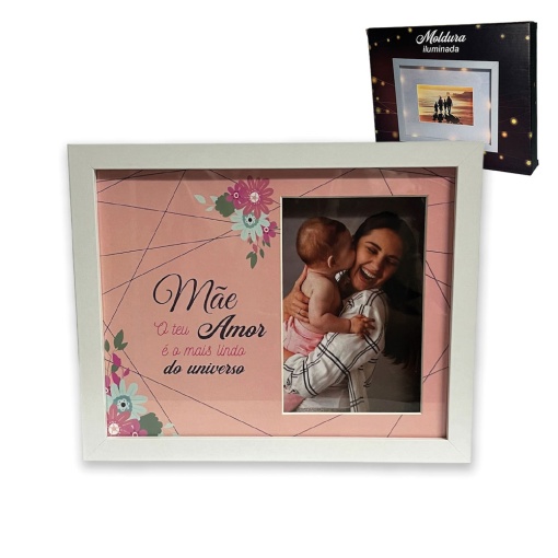Illuminated frame: "Mom, your love is the most beautiful in the universe."