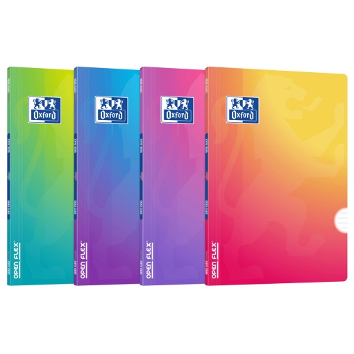 Caderno A4 capa plástica agrafado OXFORD Openflex Gradient pautado 48 folhas 90g sortido