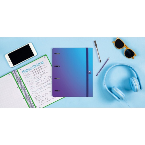 Dossier escolar A4 com recarga pautada OXFORD Gradient lombada estreita 4 argolas sortido