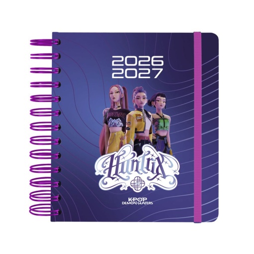 A5 daily school planner, 2026/27, 12 months, spiral bound, K-POP Demon Hunters