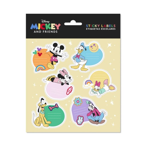 Etiquetas escolares premium de Mickey y sus amigos de Disney (12 unidades)