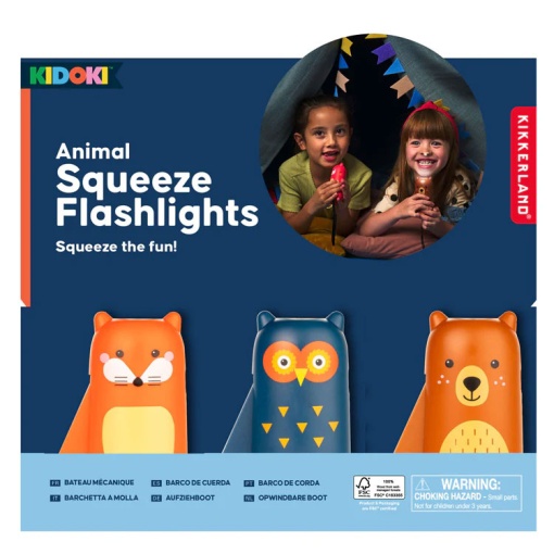 KIKKERLAND KIDOKI assorted animal squeeze flashlight