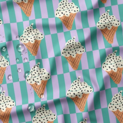 Tecido impermeável cornetos roxo / verde 1x1,40m 2425/35