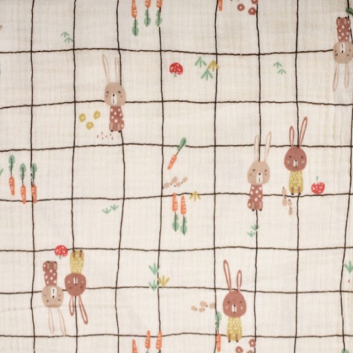 Tecido mousseline coelhos branco 1x1,30m 2488/1