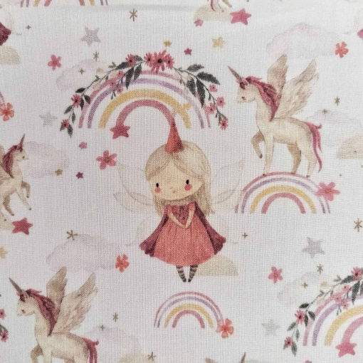 Tecido digital unicórnio/arco-íris branco 1x1,50m 2424/4