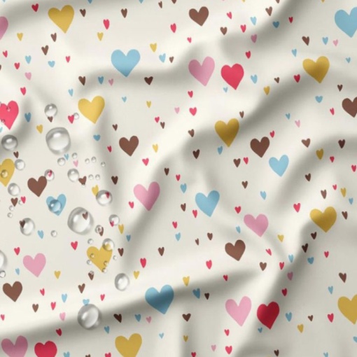 Tecido impermeável corações branco 1x1,40m 2425/29