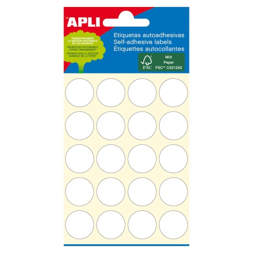 Etiquetas adesivas 19mm branco 6 folhas (120 unidades) APLI