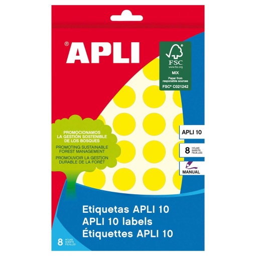 Etiquetas adesivas 19mm amarelo 8 folhas (320 unidades) APLI 10