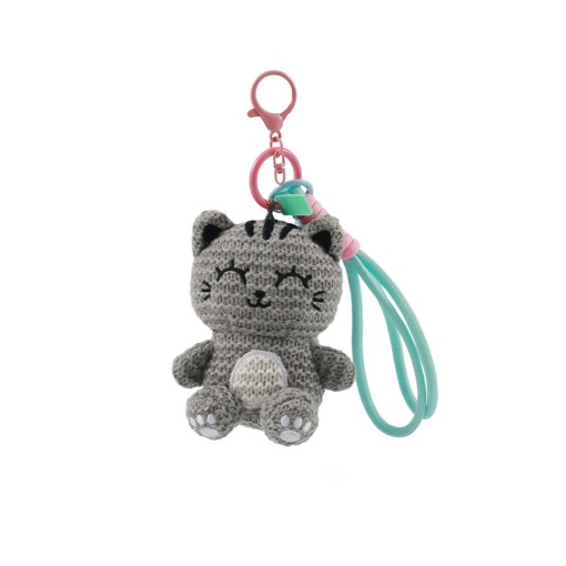 Llavero de ganchillo con gato gris de iTotal