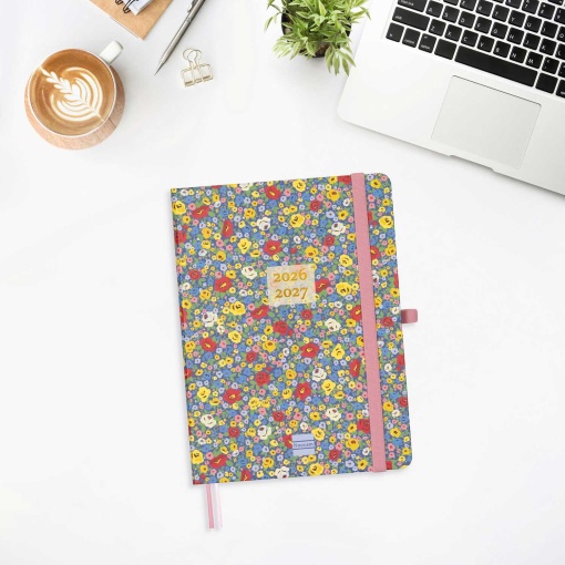 Agenda escolar semanal A5 2026/27 18 meses FINOCAM Minimal niña con banda elástica