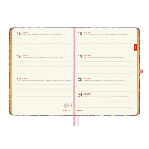 Agenda escolar semanal A5 2026/27 18 meses FINOCAM Minimal niña con banda elástica