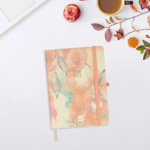 Agenda escolar semanal A5 2026/27 18 meses FINOCAM Minimalista y bonita con banda elástica