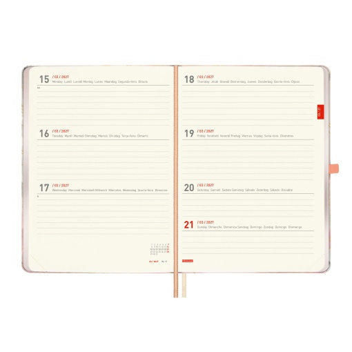 Agenda escolar semanal A5 2026/27 18 meses FINOCAM Minimalista y bonita con banda elástica