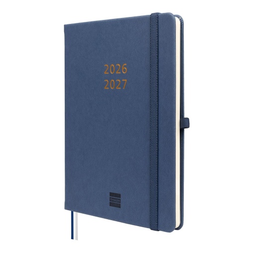 Weekly school planner A5 2026/27 18 months FINOCAM Minimal blue with elastic band