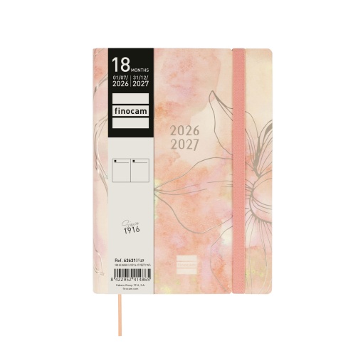 Agenda escolar diária 120x170mm 2026/27 18 meses FINOCAM Mara pretty com elástico