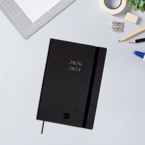 Agenda escolar semanal A5 2026/27 18 meses FINOCAM Mara negra con banda elástica