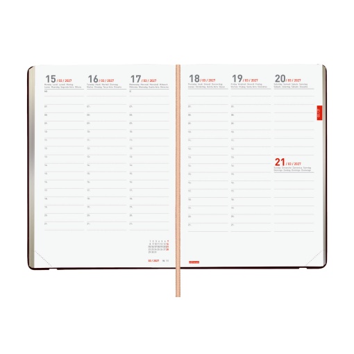 Agenda escolar semanal A5 2026/27 18 meses FINOCAM Mara con banda elástica