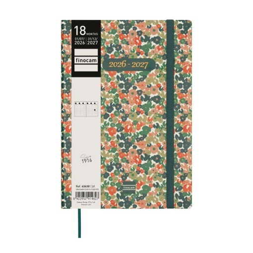 Agenda escolar semanal A5 2026/27 18 meses FINOCAM Mara daisy com elástico