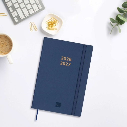 Agenda escolar semanal A5 2026/27 18 meses FINOCAM Mara azul com elástico