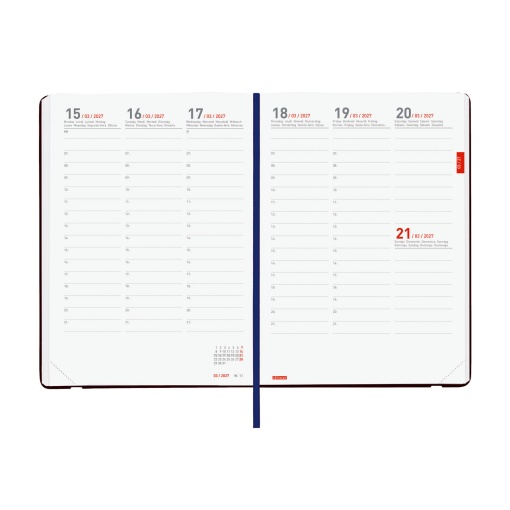 Agenda escolar semanal A5 2026/27 18 meses FINOCAM Mara azul com elástico