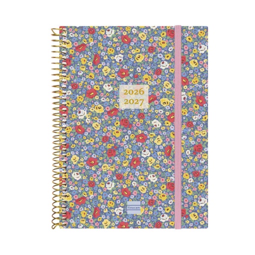 Agenda escolar semanal A5 2026/27 18 meses espiral FINOCAM girl com elástico